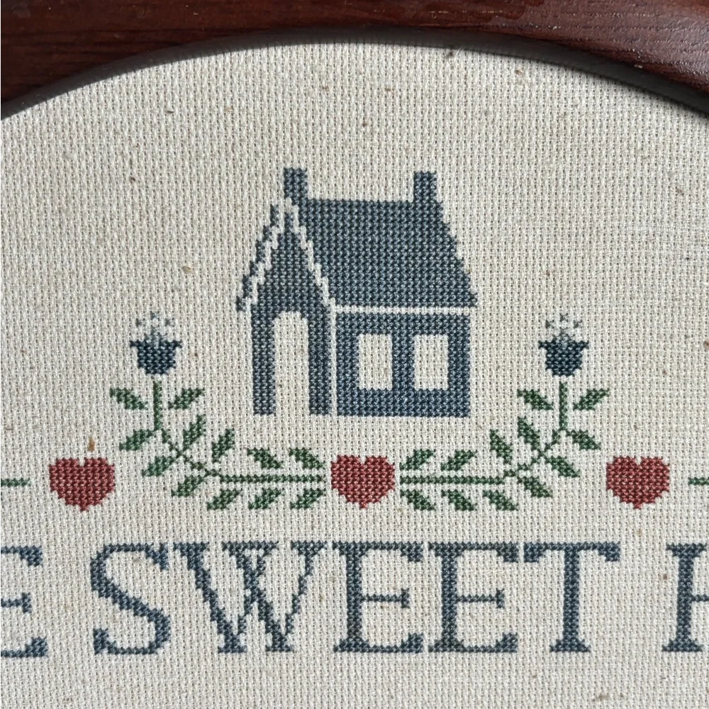 Vintage Cross-Stitch “Home Sweet Home” Arched Wooden Framed Kitchen/Entry Piece - Picture 6 of 14